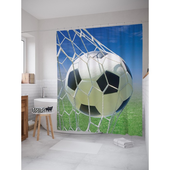 Фотоштора для ванной Magic Lady "Гол!", 180х200 см, п/э 100%