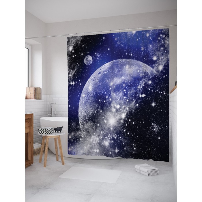 Фотоштора для ванной Magic Lady "Планеты и звёзды", 180х200 см, п/э 100%