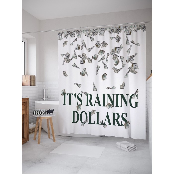 Фотоштора для ванной Magic Lady "Денежный дождь", 180х200 см, п/э 100%