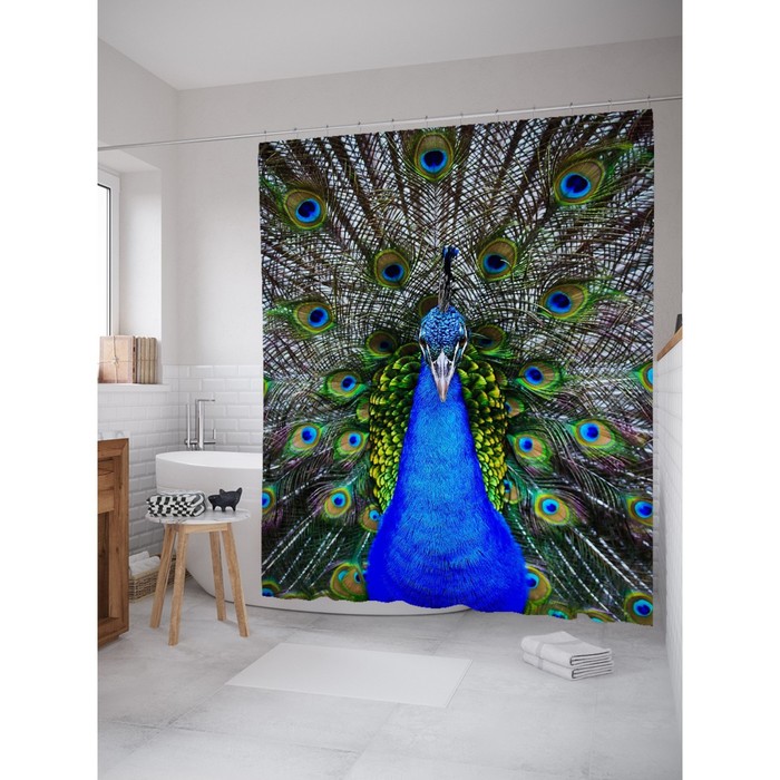 Фотоштора для ванной Magic Lady «Павлин», 180х200 см, п/э 100%