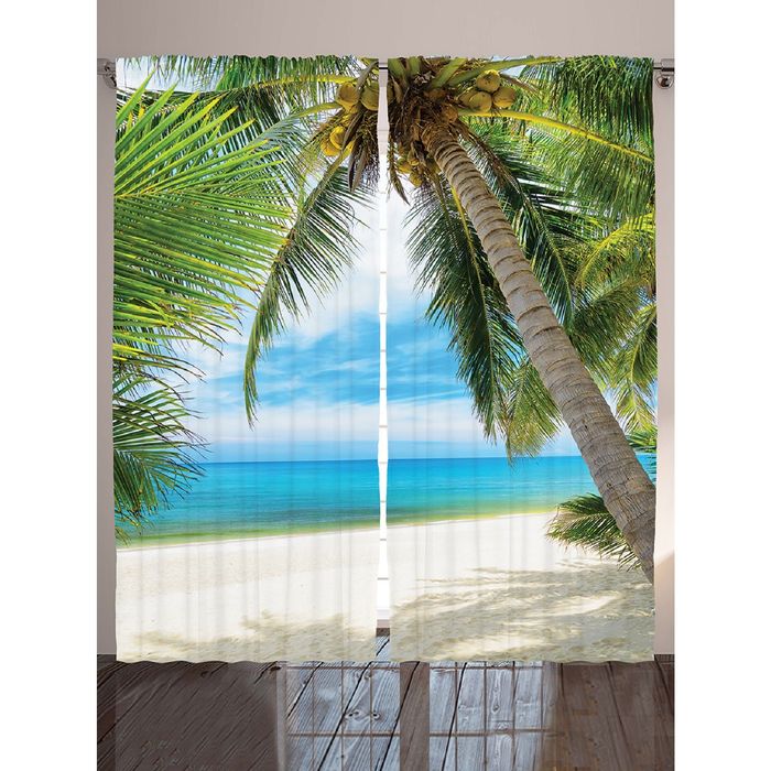 Комплект фотоштор Magic Lady "Под пальмой", 145х265 см - 2 шт, п/э 100%