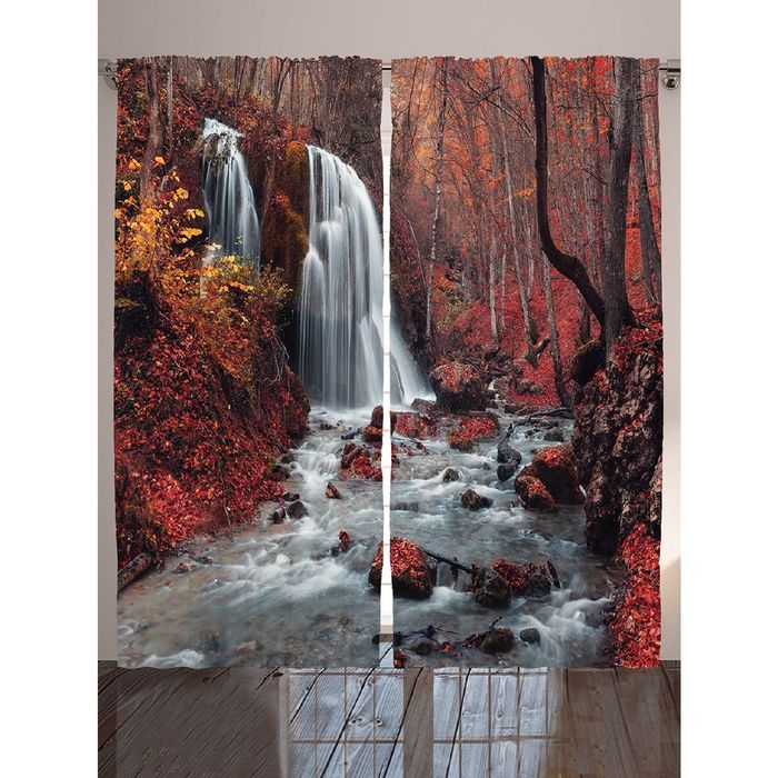 Комплект фотоштор Magic Lady "Водопад в осеннем лесу", 145х265 см - 2 шт, п/э 100%