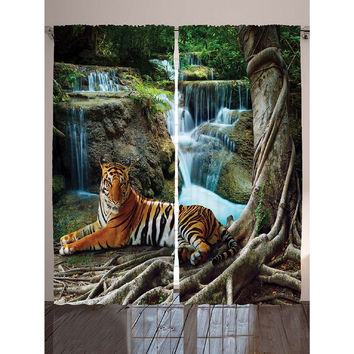 Комплект фотоштор Magic Lady «Из семейства кошек-тигр», 145х265 см - 2 шт, п/э 100%