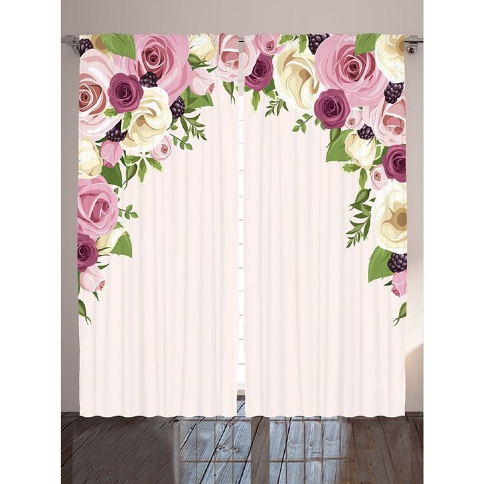 Комплект фотоштор Magic Lady "Розы и ежевика", 145х265 см - 2 шт, п/э 100%