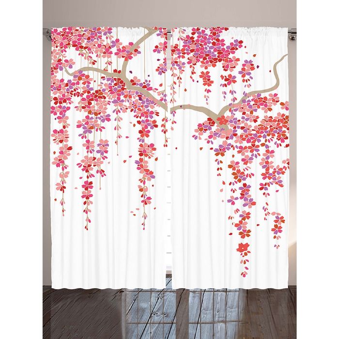 Комплект фотоштор Magic Lady «Ветви сакуры», 145х265 см - 2 шт, п/э 100%