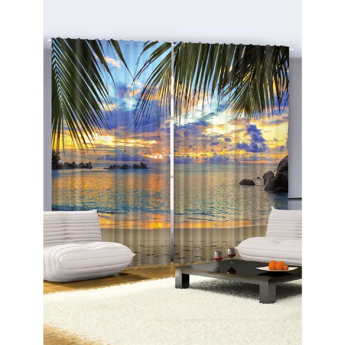 Комплект фотоштор Magic Lady «Сказочный пляж», 145х265 см - 2 шт, п/э 100%