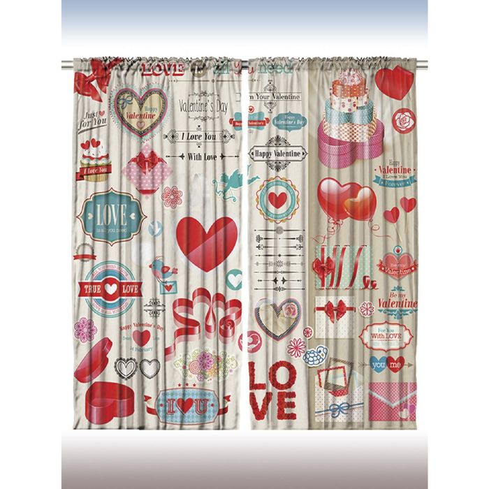 Комплект фотоштор Magic Lady «В подарок праздник любви», 145х265 см - 2 шт, п/э 100%