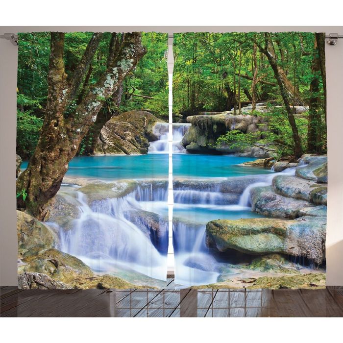 Комплект фотоштор Magic Lady "Водопад в тихом лесу", 145х265 см - 2 шт, п/э 100%