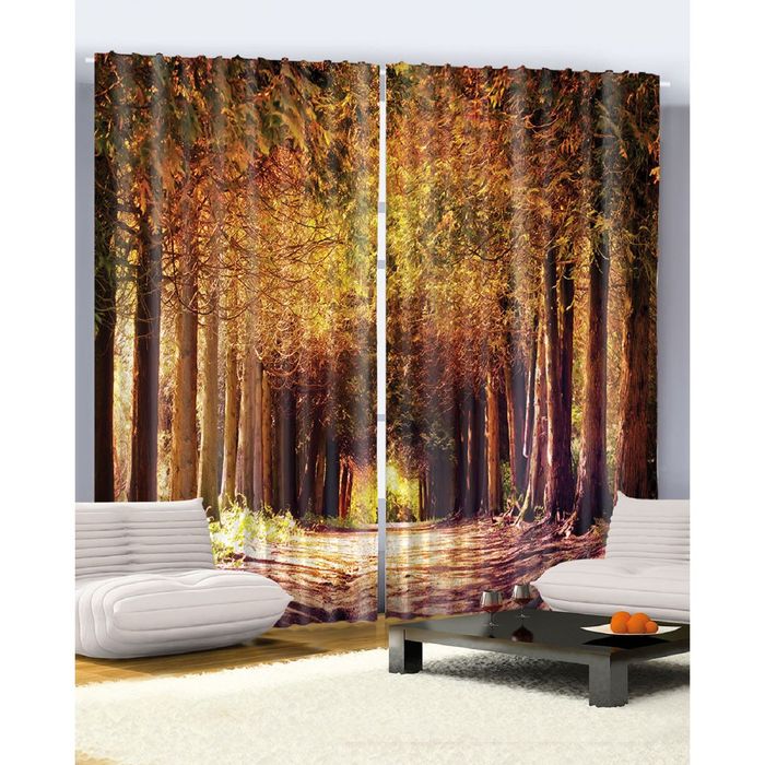 Комплект фотоштор Magic Lady «Спокойствие на тропинке леса», 145х265 см - 2 шт, п/э 100%