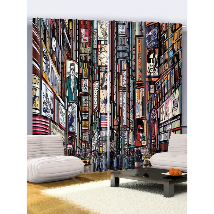 Комплект фотоштор Magic Lady "Разноцветные плакаты", 145х265 см - 2 шт, п/э 100%