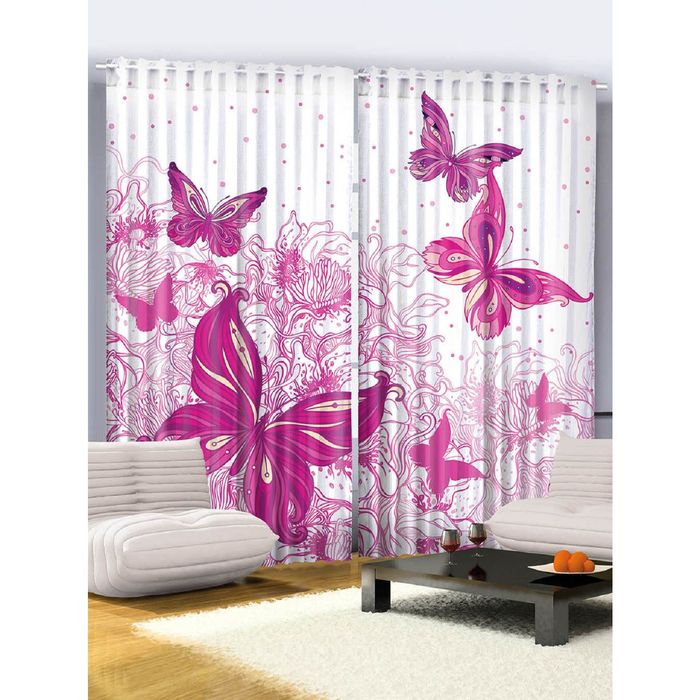 Комплект фотоштор Magic Lady «Мечта бабочек о цветке», 145х265 см - 2 шт, п/э 100%