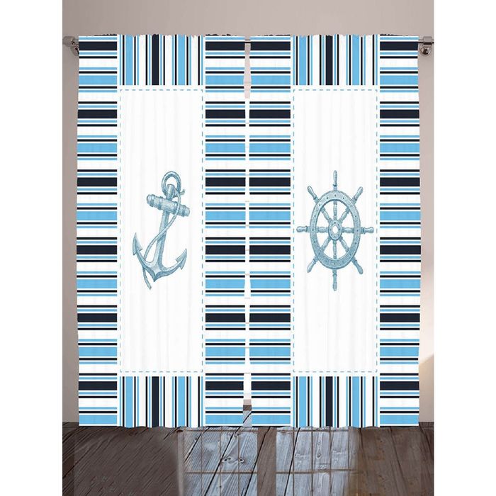 Комплект фотоштор Magic Lady "Штурвал и якорь", 145х265 см - 2 шт, п/э 100%