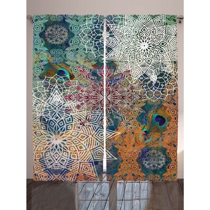 Комплект фотоштор Magic Lady "Мандала и перья павлина", 145х265 см - 2 шт, п/э 100%