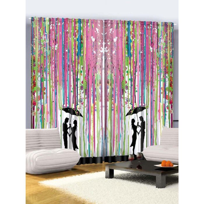 Комплект фотоштор Magic Lady «Разноцветные краски», 145х265 см - 2 шт, п/э 100%