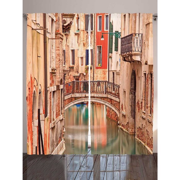 Комплект фотоштор Magic Lady «Кирпичный старый дом», 145х265 см - 2 шт, п/э 100%