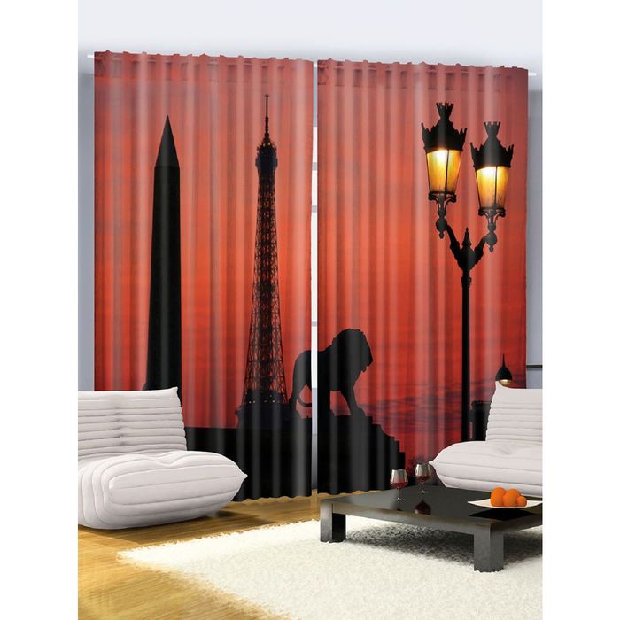 Комплект фотоштор Magic Lady «Король зверей лев на закате», 145х265 см - 2 шт, п/э 100%