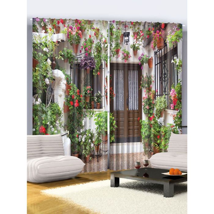 Комплект фотоштор Magic Lady «Дом в Италии с гвоздикой», 145х265 см - 2 шт, п/э 100%