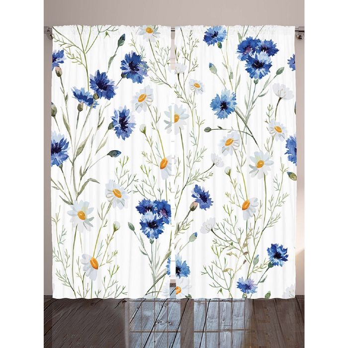 Комплект фотоштор Magic Lady «Василек и ромашка в саду», 145х265 см - 2 шт, п/э 100%