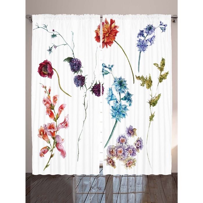 Комплект фотоштор Magic Lady "Цветы и ягоды", 145х265 см - 2 шт, п/э 100%