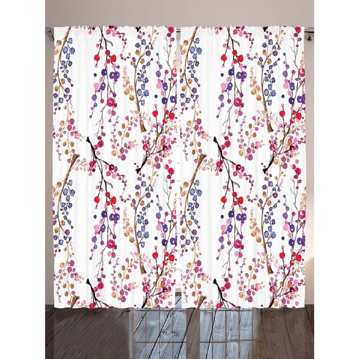 Комплект фотоштор Magic Lady «Цветы на ветках», 145х265 см - 2 шт, п/э 100%