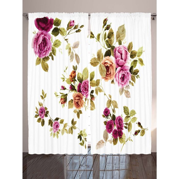 Комплект фотоштор Magic Lady "Акварельные розы", 145х265 см - 2 шт, п/э 100%