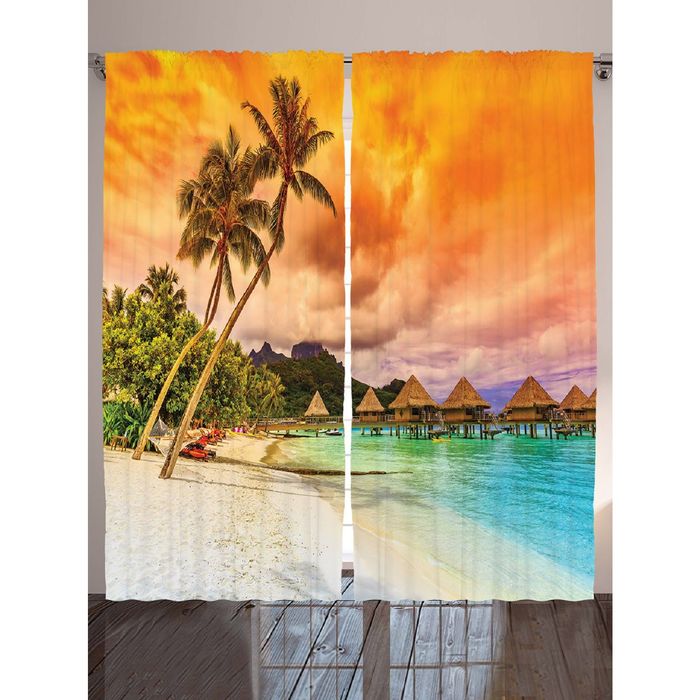 Комплект фотоштор Magic Lady «Закат на Бора-Бора», 145х265 см - 2 шт, п/э 100%