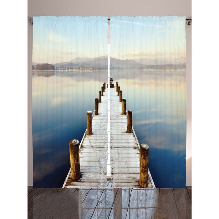 Комплект фотоштор Magic Lady «Мост на озере», 145х265 см - 2 шт, п/э 100%