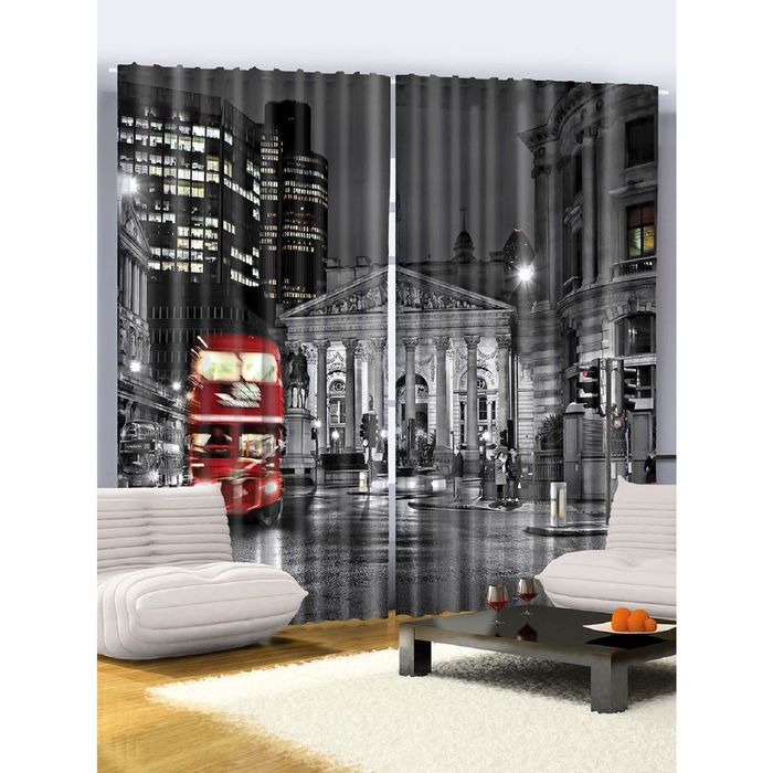 Комплект фотоштор Magic Lady «Езда автобуса в Лондоне», 145х265 см - 2 шт, п/э 100%