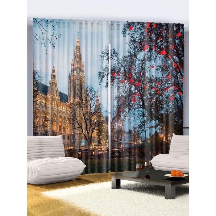 Комплект фотоштор Magic Lady "Часовня Биг-Бен", 145х265 см - 2 шт, п/э 100%