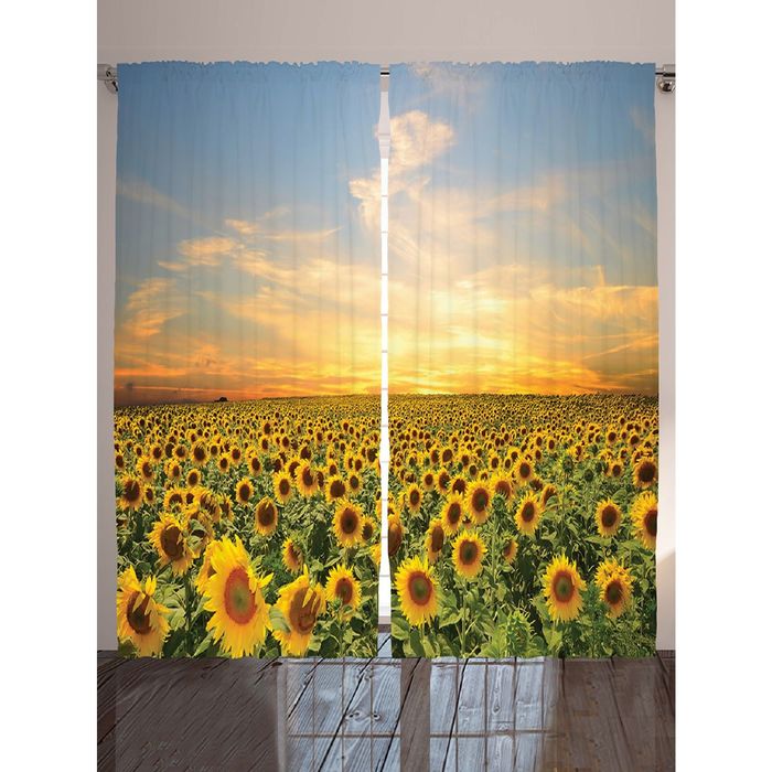 Комплект фотоштор Magic Lady «Поле подсолнухов», 145х265 см - 2 шт, п/э 100%
