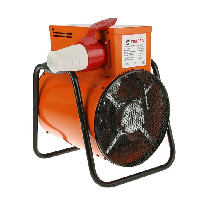 Тепловая пушка TUNDRA ТВ 6/12 СТ, 3000/6000 Вт, электрическая, 380 Вольт, цвет микс