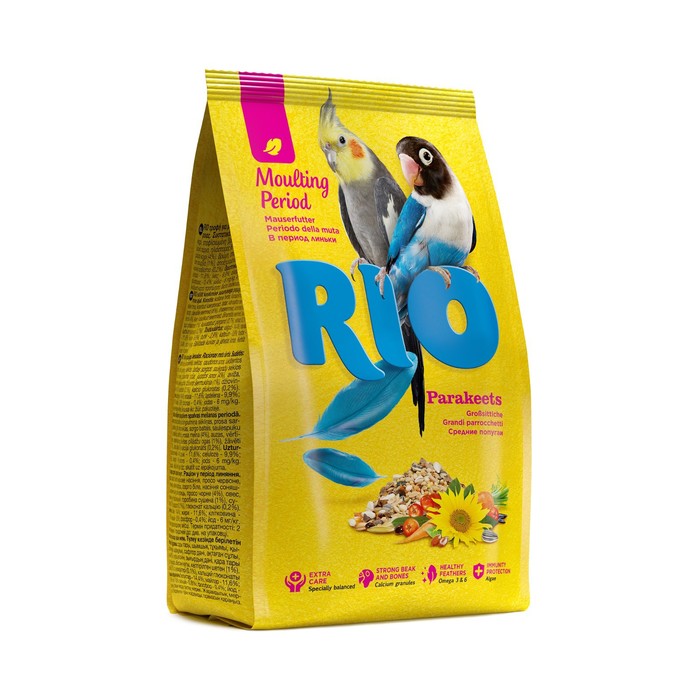 Корм RIO для средних попугаев в период линьки, 500 г корм rio для волнистых попугаев в период линьки 1 кг