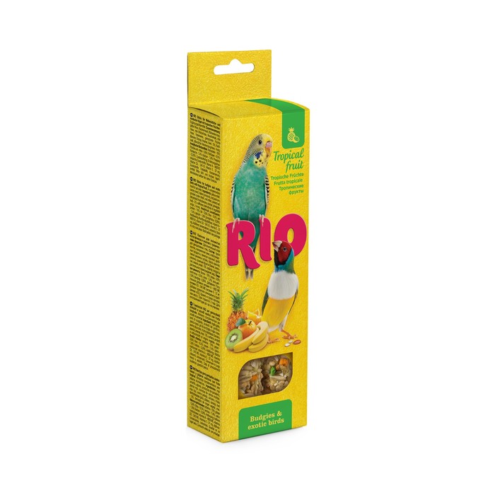 Палочки RIO для волнистых попугайчиков и экзотов с тропическими фруктами, 2 х 40 г rio палочки для волнистых попугаев и экзотов с медом 2 х 40 г