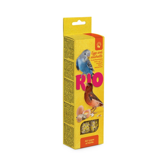 Палочки RIO для всех видов птиц, с яйцом и ракушечником, 2 х 40 г лакомство для птиц rio палочки с яйцом и ракушечником 2шт 40г