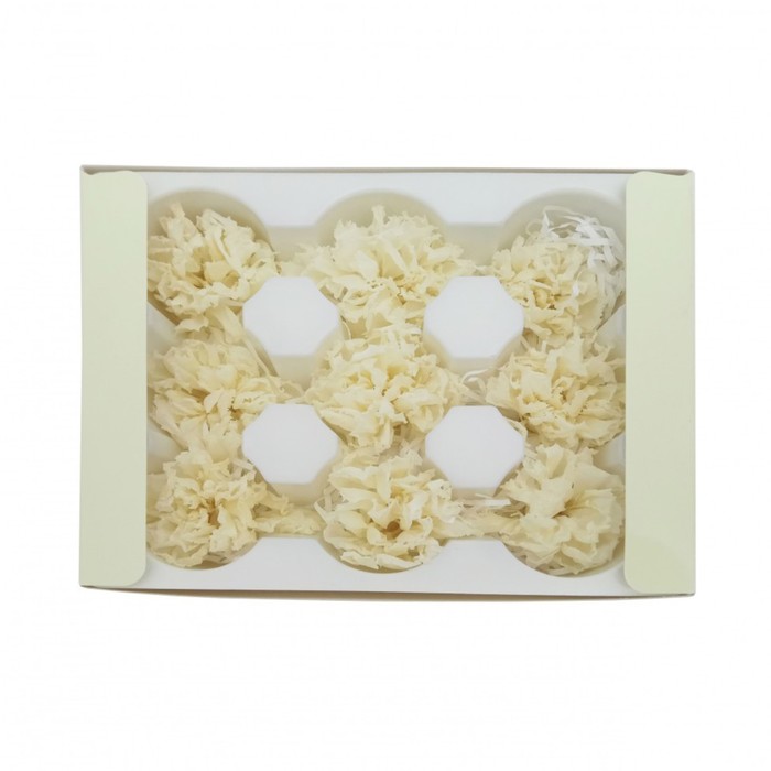 Гвоздика, средний бутон, 4 х 4 х 5 см, белый