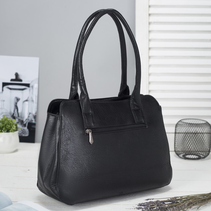 Сумка женская на молнии, 1 отдел с перегородкой, 2 наружных кармана, цвет чёрный