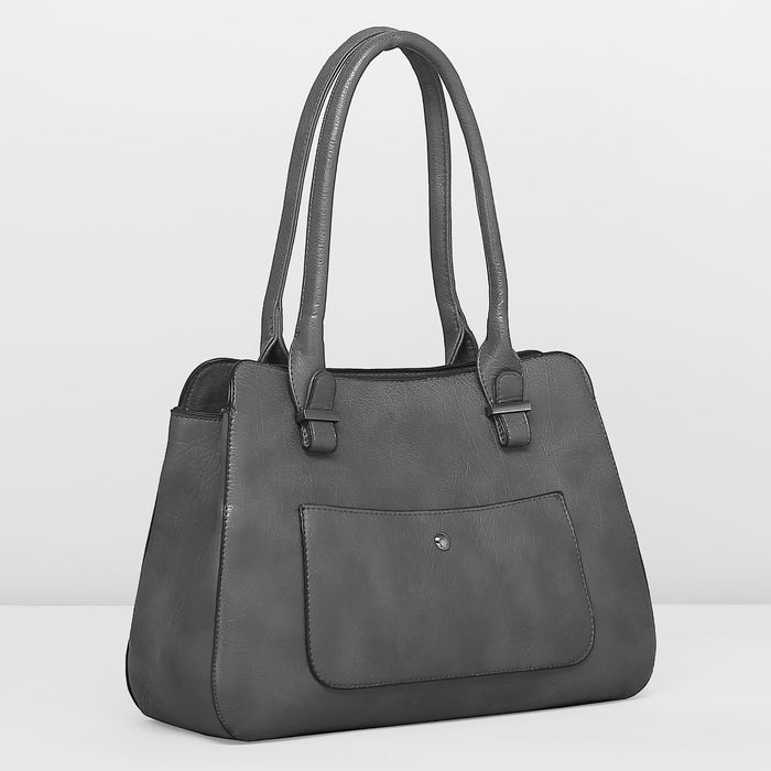 Сумка женская на молнии, 1 отдел с перегородкой, 2 наружных кармана, цвет серый