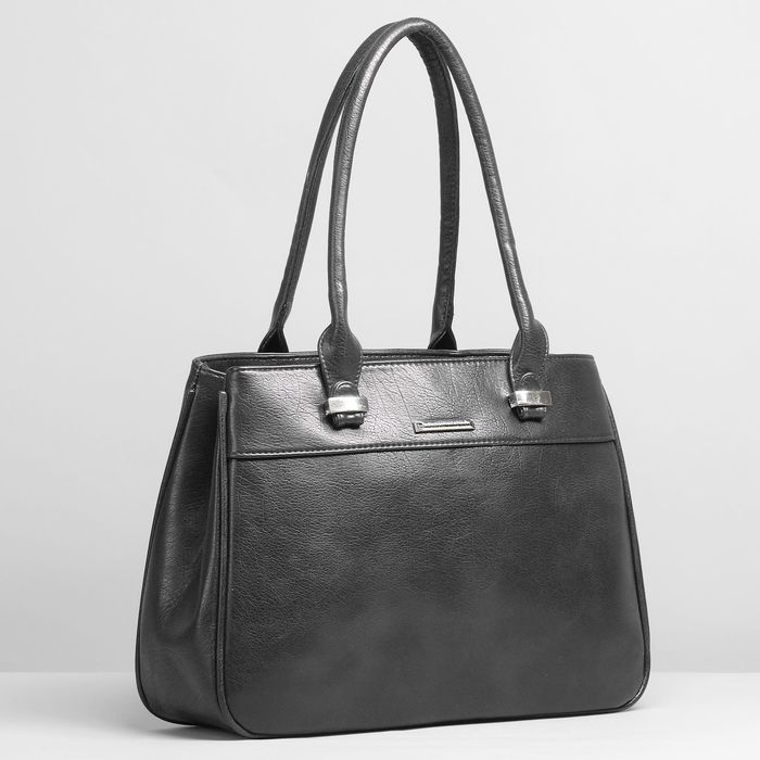 Сумка женская на молнии, 2 отдела, 2 наружных кармана, цвет чёрный