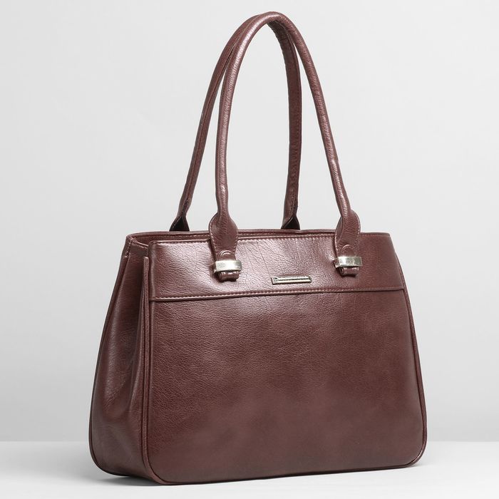 Сумка женская на молнии, 2 отдела, 2 наружных кармана, цвет коричневый