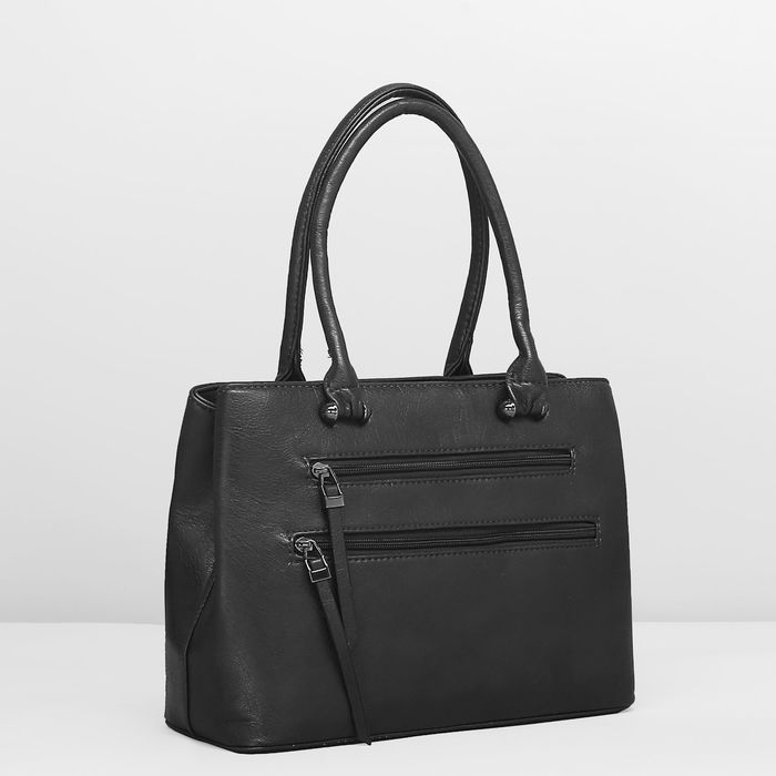 Сумка женская на молнии, 1 отдел с перегородкой, 3 наружных кармана, цвет чёрный