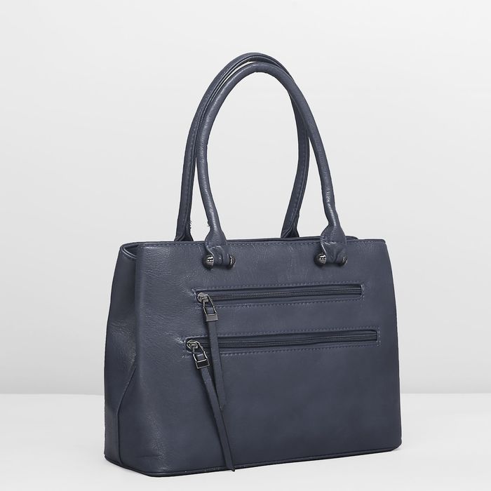 Сумка женская на молнии, 1 отдел с перегородкой, 3 наружных кармана, цвет синий