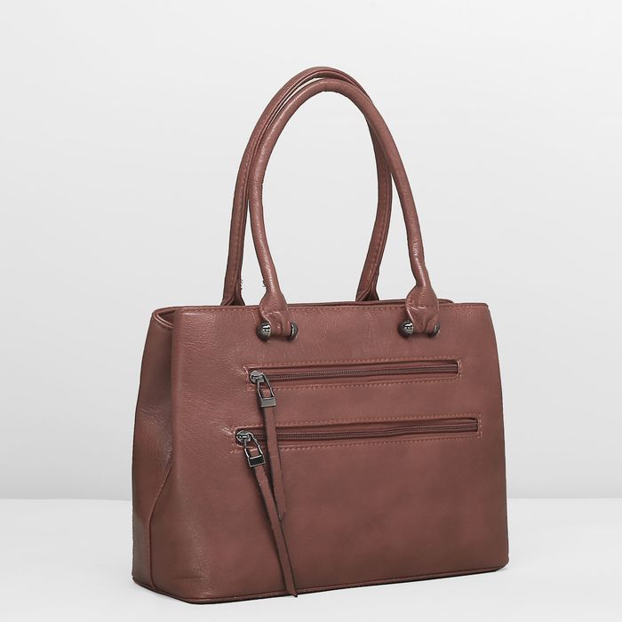 Сумка женская на молнии, 1 отдел с перегородкой, 3 наружных кармана, цвет коричневый