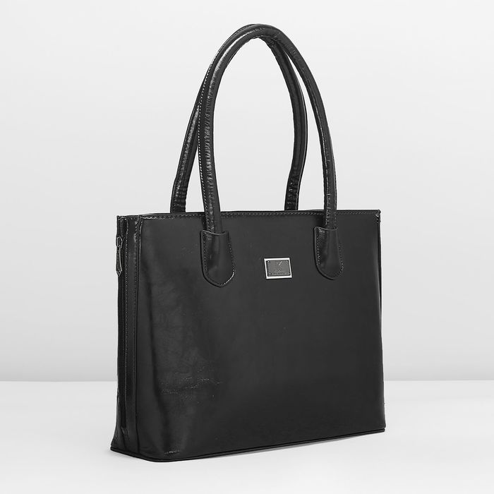 Сумка женская на молнии, 1 отдел с перегородкой, с расширением, наружный карман, цвет чёрный