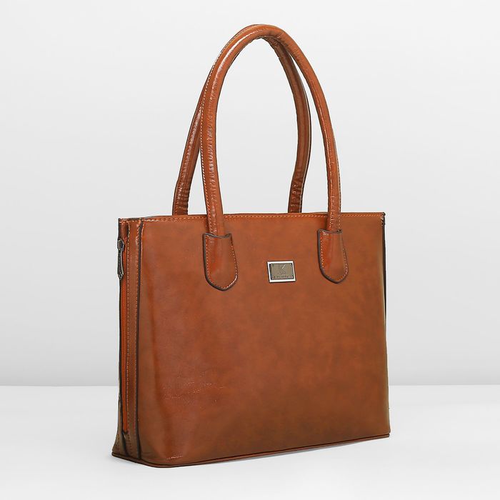 Сумка женская на молнии, 1 отдел с перегородкой, с расширением, наружный карман, цвет рыжий