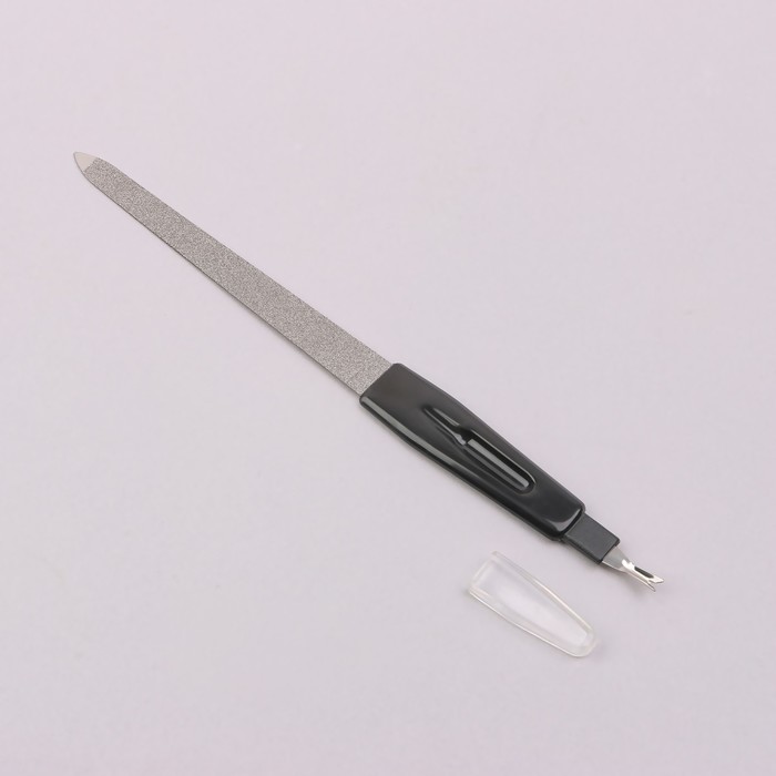 Пилка-триммер металлическая для ногтей, 19 см, с защитным колпачком, в чехле, цвет чёрный