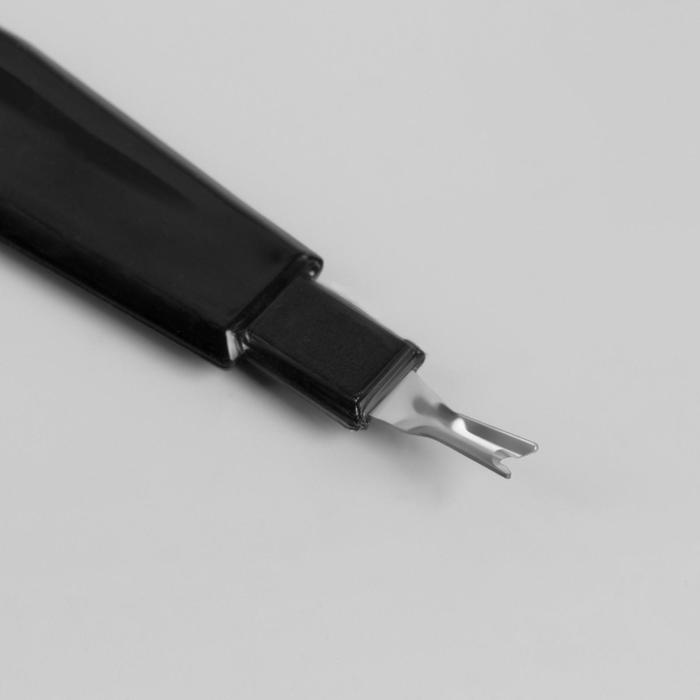фото Пилка-триммер металлическая для ногтей, 15 см, с защитным колпачком, в чехле, цвет чёрный queen fair