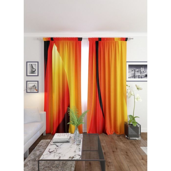 Фотошторы «Абстракция», высота 260 см, ширина 150 см-2 шт., блэкаут