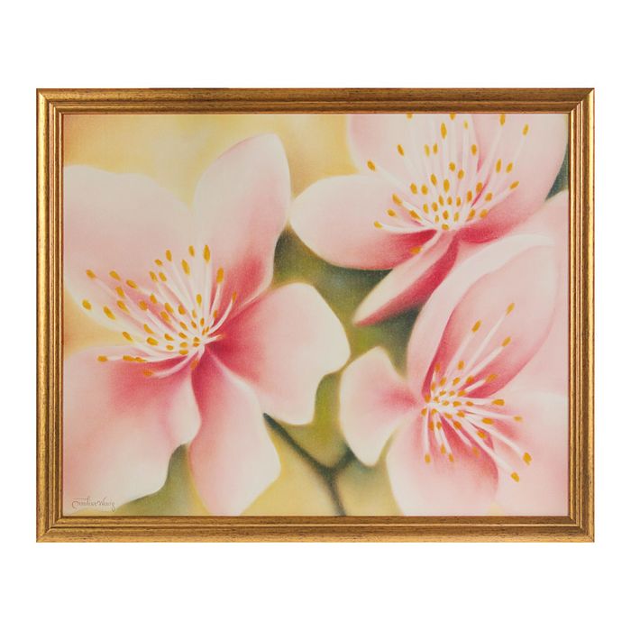 Картина "Розовые цветы на ветке"