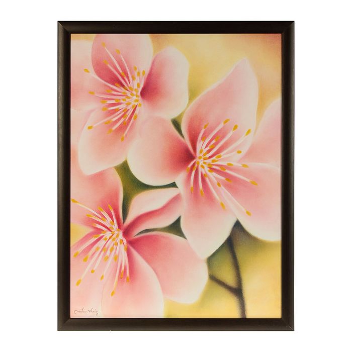 Картина "Розовые цветы на ветке"