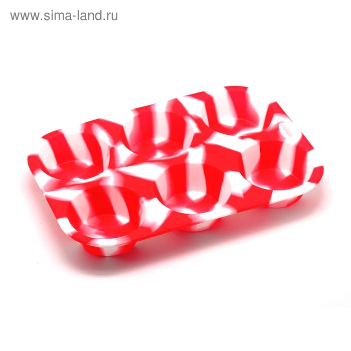 Форма для выпечки кексов Atlantis «Маффин», цвет красно-белый